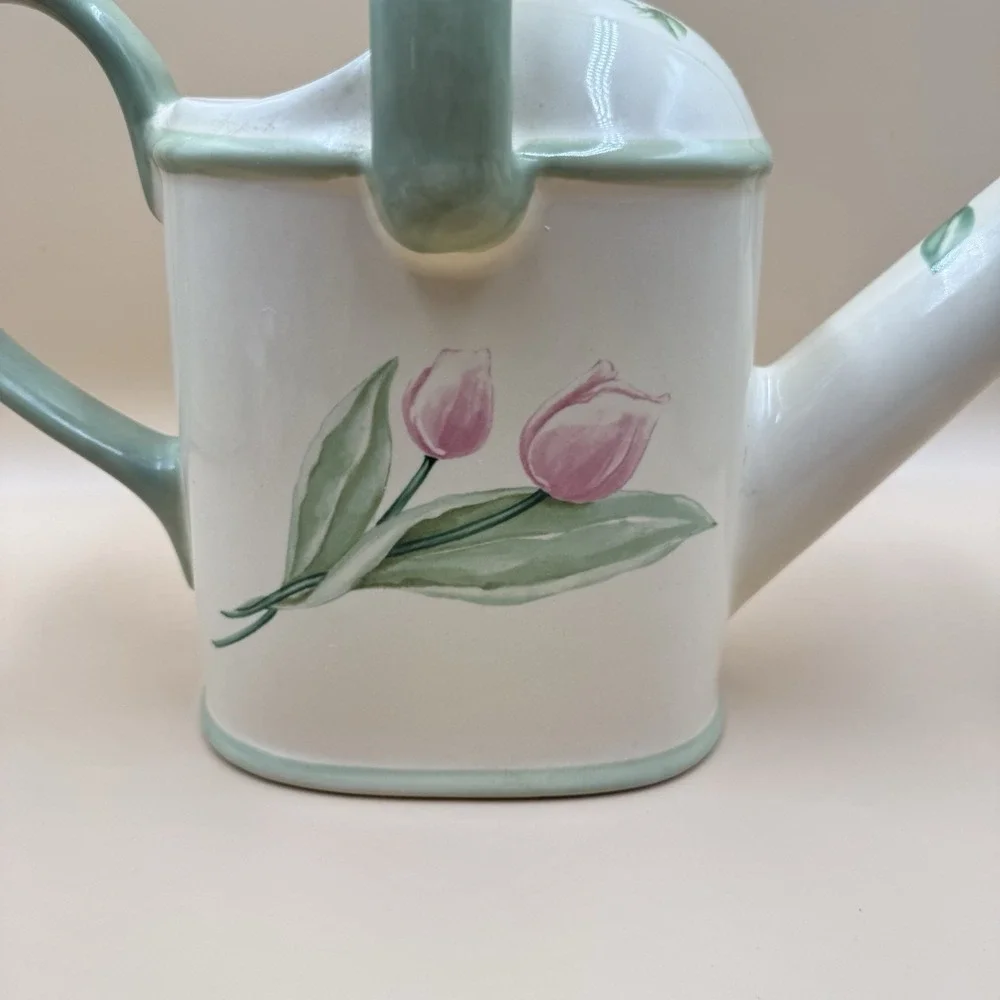 Pfaltzgraff‎ Garden Party Watering Can Pitcher Farmhouse Floral Ceramic Pitcher